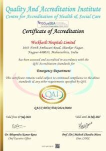 Wockhardt Hospitals Nagpur Awarded For Emergency Department The Prestigious Quality And Accreditation Institute’s – ER Accreditation